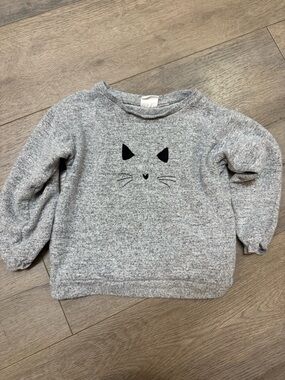 Zara Light Gray Knit Sweater with Black Cat Face